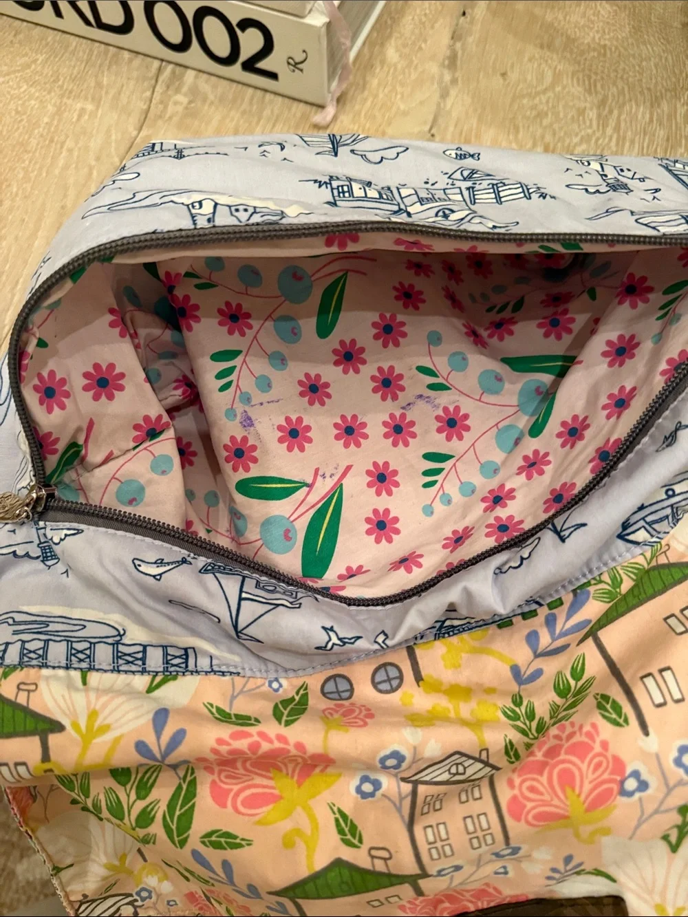 Matilda Jane Peach-Pink “Fullers Landing” messenger bag with Striped Strap